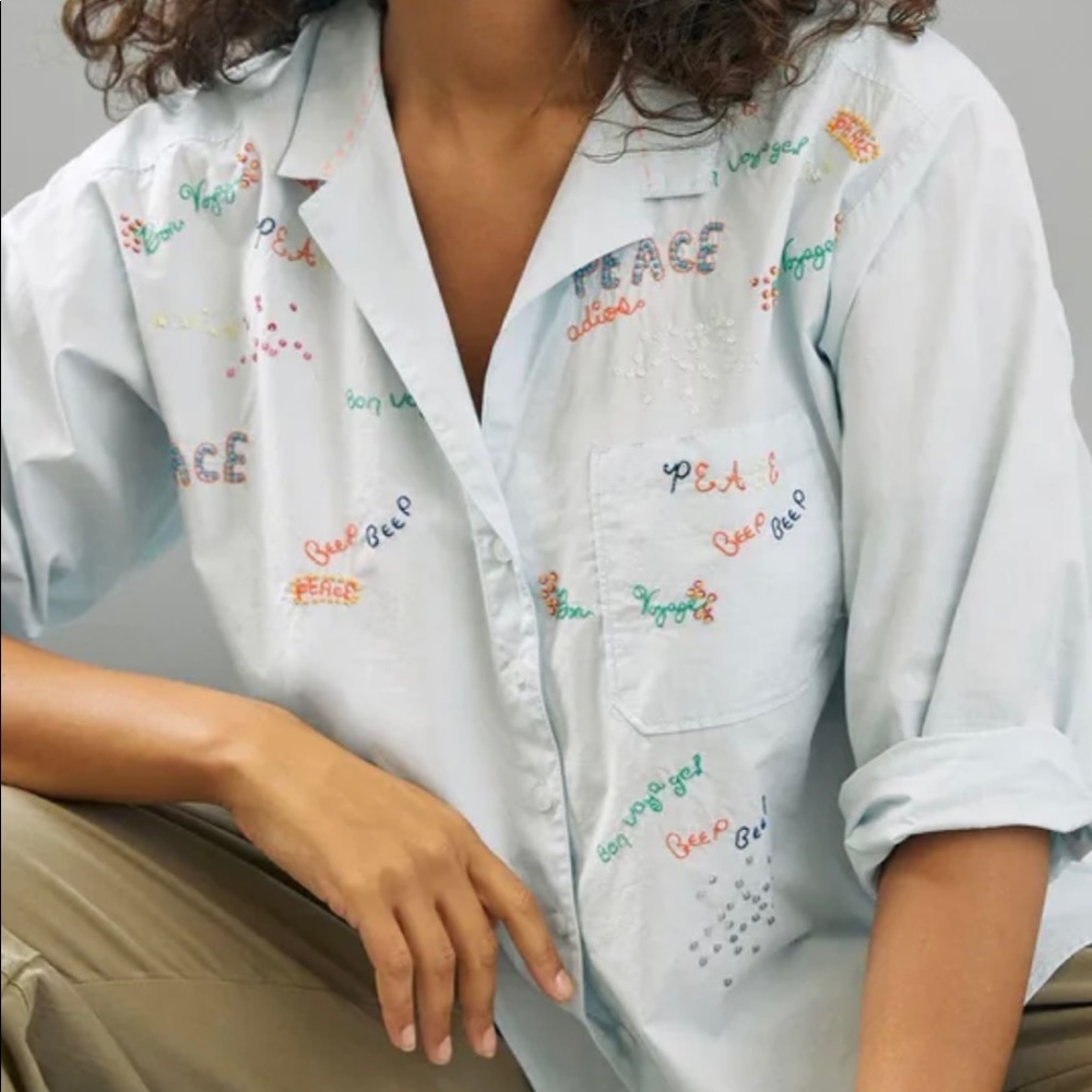Anthropologie Maeve bon voyage blouse size 10 NWT